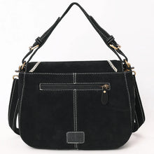 Load image into Gallery viewer, The Loretta Black Suede Boot Stitch Crossbody Purse