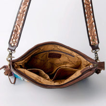 Load image into Gallery viewer, Western Purse, Hand Tooled Leather Purse, Leather Western Crossbody Purse, Cowhide Purse, Genuine Leather Purse, Leather Fringe