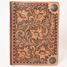 Load image into Gallery viewer, Hand Tooled Leather Portfolio, Leather Padfolio, Leather Legal Pad Portfolio, Leather Legal Pad Notebook, Tooled Leather Portfolio Envelope
