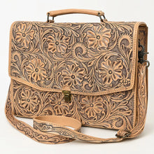 Load image into Gallery viewer, Western Purse, Western Tote Bag, Hand Tooled Leather Purse, Leather Briefcase, Leather Laptop Bag, Hand Tooled Leather Work Bag