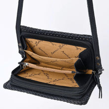 Load image into Gallery viewer, Western Leather Wallet Purse, Hand Tooled Leather Wallet, Leather Crossbody Purse, Womens Black Leather Wallet, Genuine Leather Wallet