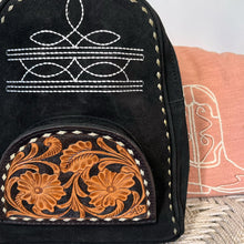 Load image into Gallery viewer, Leather Backpack Women, Hand Tooled Leather Backpack Purse, Suede Leather Backpack, Western Purse, Small Leather Backpack, Leather Backpack