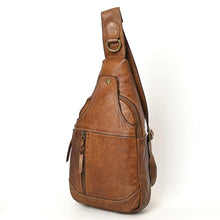 Load image into Gallery viewer, Leather Sling Bag Women, Leather Sling Backpack Purse, Leather Backpack, Western Purse, Brown Leather Sling Purse, Leather Satchel Bag