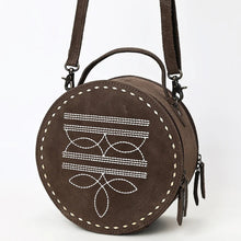 Load image into Gallery viewer, Suede Leather Canteen Purse, Boot Stitch Leather Purse, Genuine Cowhide Leather Bag, Genuine Western Leather Canteen Crossbody Purse