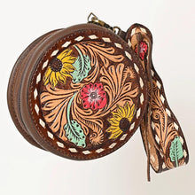 Load image into Gallery viewer, Western Hand Tooled Leather Wallet Coin Purse, Western Buck Stitch Wallet, Leather Clutch, Leather Hand Painted Wallet, Handmade Wallet