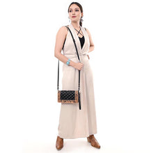 Load image into Gallery viewer, Western Leather Wallet Purse, Hand Tooled Leather Wallet, Crossbody Purse, Leather Wallet, Genuine Leather, Black Leather Organizer Wallet