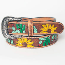 Load image into Gallery viewer, Prickly Sunflower Hand Tooled Leather Belt