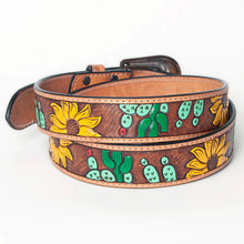 Load image into Gallery viewer, Prickly Sunflower Hand Tooled Leather Belt