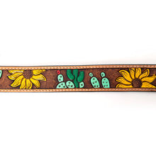 Load image into Gallery viewer, Prickly Sunflower Hand Tooled Leather Belt