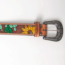 Load image into Gallery viewer, Prickly Sunflower Hand Tooled Leather Belt