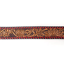 Load image into Gallery viewer, Thin Red Line Hand Tooled Leather Belt
