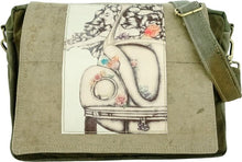 Load image into Gallery viewer, Beetle Bag, Laptop Bag, Recycled Military Tent Bag, Recycled Canvas tote bag, Vintage Fabric Bag, Upcycled Canvas Bag