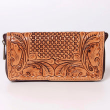 Load image into Gallery viewer, Western Hand Tooled Leather Wallet Purse, Leather Crossbody Purse, Genuine Leather Bag, Genuine Cowhide Bag, Western Purse, Luxury Wallet