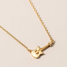 Load image into Gallery viewer, Gold Necklace, Guitar Charm Necklace, Gift For Her, Christmas Gift, Gift For Wife, Brass Necklace