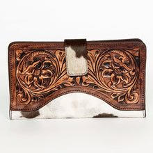Load image into Gallery viewer, Western Hand Tooled Leather Wallet Purse, Leather Crossbody Purse, Genuine Leather Bag, Genuine Cowhide Bag, Western Purse, Luxury Wallet