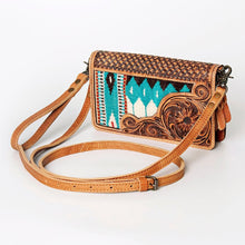 Load image into Gallery viewer, Western Hand Tooled Leather Purse, Concealed Carry Purse, Cowhide Purse, Saddle Blanket Bag, Genuine Cowhide, Western Wallet, Leather Fringe