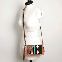 Load image into Gallery viewer, Western Hand Tooled Leather Purse, Concealed Carry Purse, Cowhide Purse, Saddle Blanket Bag, Genuine Cowhide, Western Wallet, Leather Fringe