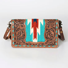 Load image into Gallery viewer, Western Hand Tooled Leather Wallet Purse, Leather Crossbody Purse, Genuine Leather Bag, Genuine Cowhide Bag, Western Purse, Luxury Wallet