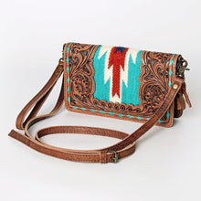 Load image into Gallery viewer, Western Hand Tooled Leather Wallet Purse, Leather Crossbody Purse, Genuine Leather Bag, Genuine Cowhide Bag, Western Purse, Luxury Wallet