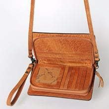 Load image into Gallery viewer, Western Hand Tooled Leather Wallet Purse, Leather Crossbody Purse, Genuine Leather Bag, Genuine Cowhide Bag, Western Purse, Luxury Wallet
