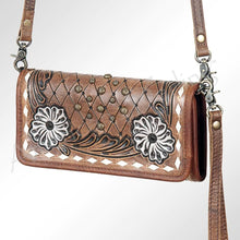Load image into Gallery viewer, Western Hand Tooled Leather Purse, Concealed Carry Purse, Cowhide Purse, Saddle Blanket Bag, Genuine Cowhide, Western Wallet, Floral Wallet