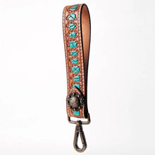 Load image into Gallery viewer, Western Hand Tooled Leather Purse Wrist Strap, Cowhide Wristlet Strap, American Darling Leather Purse Strap, Genuine Cowhide Wrist Strap