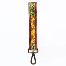 Load image into Gallery viewer, Western Hand Tooled Leather Purse Wrist Strap, Cowhide Wristlet Strap, American Darling Leather Purse Strap, Genuine Cowhide Wrist Strap