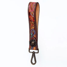 Load image into Gallery viewer, Western Hand Tooled Leather Purse Wrist Strap, Cowhide Wristlet Strap, American Darling Leather Purse Strap, Genuine Cowhide Wrist Strap