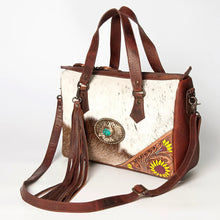 Load image into Gallery viewer, Western Hand Tooled Leather Purse, Cowhide Purse, Conceal Carry Purse, American Darling Purse, Western Purse with Leather Fringe