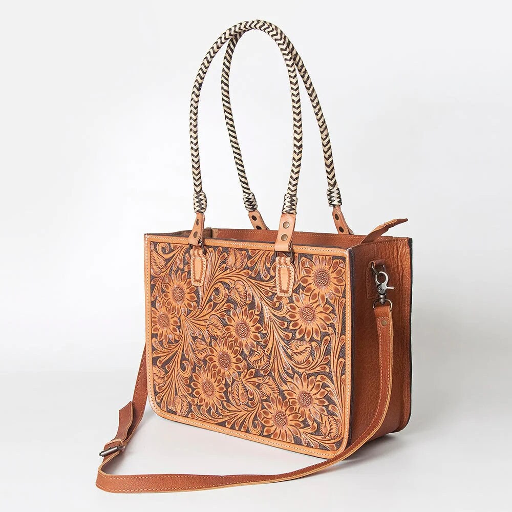 Tooled leather tote Clearance