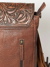 Load image into Gallery viewer, Western Hand Tooled Leather Purse, Concealed Carry Purse, Cowhide Purse, Leather Backpack Women, Genuine Cowhide, Western Purse Backpack