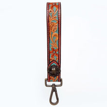 Load image into Gallery viewer, Western Hand Tooled Leather Purse Wrist Strap, Cowhide Wristlet Strap, American Darling Leather Purse Strap, Genuine Cowhide Wrist Strap