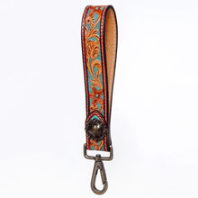 Load image into Gallery viewer, Western Hand Tooled Leather Purse Wrist Strap, Cowhide Wristlet Strap, American Darling Leather Purse Strap, Genuine Cowhide Wrist Strap