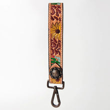 Load image into Gallery viewer, Western Hand Tooled Leather Purse Wrist Strap, Cowhide Wristlet Strap, American Darling Leather Purse Strap, Genuine Cowhide Wrist Strap