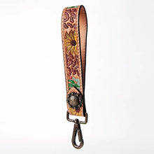 Load image into Gallery viewer, Western Hand Tooled Leather Purse Wrist Strap, Cowhide Wristlet Strap, American Darling Leather Purse Strap, Genuine Cowhide Wrist Strap