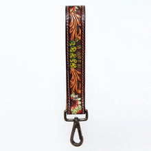 Load image into Gallery viewer, Western Hand Tooled Leather Purse Wrist Strap, Cowhide Wristlet Strap, American Darling Leather Purse Strap, Genuine Cowhide Wrist Strap