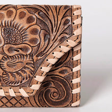 Load image into Gallery viewer, Western Hand Tooled Leather Wallet Purse, Leather Crossbody Purse, Genuine Leather Bag, Genuine Cowhide Bag, Western Purse, Luxury Wallet
