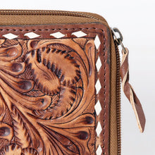 Load image into Gallery viewer, Western Hand Tooled Leather Wallet Purse, Leather Crossbody Purse, Genuine Leather Bag, Genuine Cowhide Bag, Western Purse, Luxury Wallet
