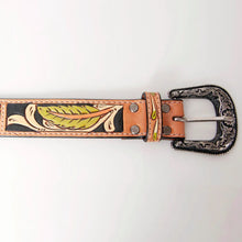 Load image into Gallery viewer, Womens Western Hand Tooled Leather Belt, Rodeo Belt, Embossed Leather Belt, Western Belt, Cowboy Belt, Cowgirl Belt, Beaded Handmade Belt