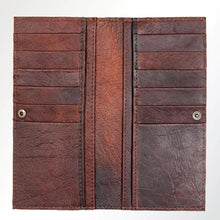 Load image into Gallery viewer, Western Hand Tooled Leather Wallet Purse, Western Buck Stitch Wallet, Leather Crossbody Purse, Genuine Leather Bag, Genuine Cowhide Bag