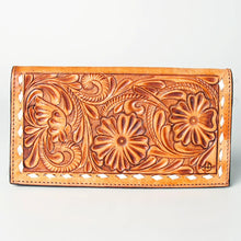 Load image into Gallery viewer, Western Hand Tooled Leather Wallet Purse, Western Buck Stitch Wallet, Leather Crossbody Purse, Genuine Leather Bag, Genuine Cowhide Bag