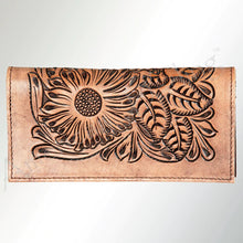 Load image into Gallery viewer, Western Hand Tooled Leather Wallet Purse, Western Buck Stitch Wallet, Leather Crossbody Purse, Genuine Leather Bag, Genuine Cowhide Bag