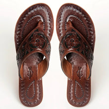 Load image into Gallery viewer, Leather Sandals, Slip On Women Leather Sandals, Hand Tooled Leather Sandals, Strappy Leather Sandals, Buckle Strap American Darling Sandals