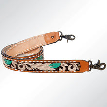 Load image into Gallery viewer, Western Hand Tooled Leather Purse Strap, Cowhide Purse Strap, American Darling Leather Purse Strap, Genuine Cowhide Strap