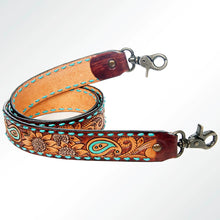Load image into Gallery viewer, Western Hand Tooled Leather Purse Strap, Cowhide Purse Strap, American Darling Leather Purse Strap, Genuine Cowhide Strap