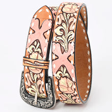 Load image into Gallery viewer, Womens Western Hand Tooled Leather Belt, Rodeo Belt, Embossed Leather Belt, Western Belt, Cowboy Belt, Cowgirl Belt, Studded Handmade Belt