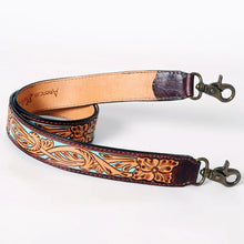 Load image into Gallery viewer, Western Hand Tooled Leather Purse Strap, Cowhide Purse Strap, American Darling Leather Purse Strap, Genuine Cowhide Strap