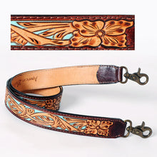 Load image into Gallery viewer, Western Hand Tooled Leather Purse Strap, Cowhide Purse Strap, American Darling Leather Purse Strap, Genuine Cowhide Strap