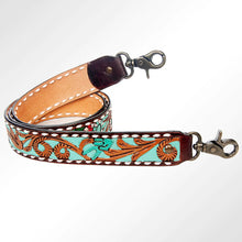 Load image into Gallery viewer, Western Hand Tooled Leather Purse Strap, Cowhide Purse Strap, American Darling Leather Purse Strap, Genuine Cowhide Strap