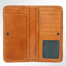 Load image into Gallery viewer, Western Hand Tooled Leather Wallet Purse, Western Buck Stitch Wallet, Leather Crossbody Purse, Genuine Leather Bag, Genuine Cowhide Bag